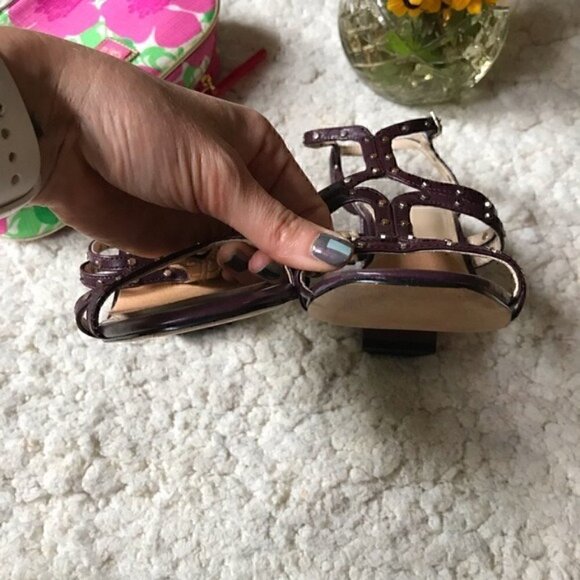WHBM:POLLY Purple Stud Buckled Sandal Heels Sz. 7 - Picture 6 of 8